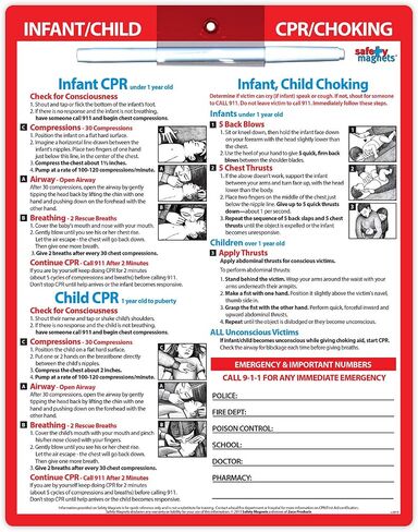 Safety Magnets by ZOCO – Infant and Child CPR & Choking Magnet – Laminated 8.5"x11" Emergency Numbers Fridge Card – First Aid Heimlich Maneuver for Parents, Caregivers, Daycare, Babysitters in Saudi Arabia