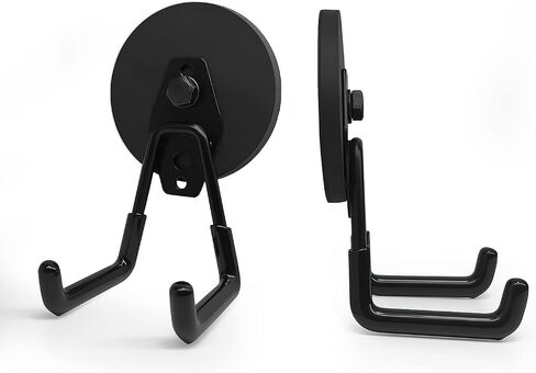 Magnetic Hooks Heavy Duty 2 Pack, Strong Magnet Hooks for Hanging Heavy Duty, Magnetic Garage Tool Hook with Black Non-Slip Rubber Coating for Indoor & Outdoor Hanging (Black) in Kuwait