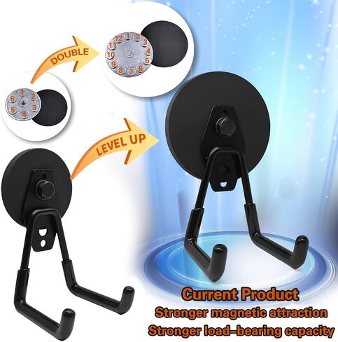 Magnetic Hooks Heavy Duty 2 Pack, Strong Magnet Hooks for Hanging Heavy Duty, Magnetic Garage Tool Hook with Black Non-Slip Rubber Coating for Indoor & Outdoor Hanging (Black) in Kuwait