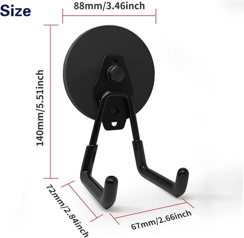 Magnetic Hooks Heavy Duty 2 Pack, Strong Magnet Hooks for Hanging Heavy Duty, Magnetic Garage Tool Hook with Black Non-Slip Rubber Coating for Indoor & Outdoor Hanging (Black) in Kuwait