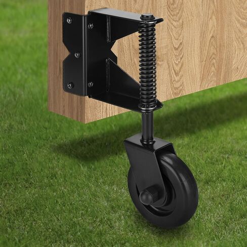 YONSIN 4.3" Heavy Duty Gate Caster Wheel with Spring Loaded for Wooden Gate Fences, Gate Caster with 360° Swivel, Right-Angel Mount Plate for Metal Gate, Yard Fence, 220 Lbs Capacity, L&R, White in Kuwait