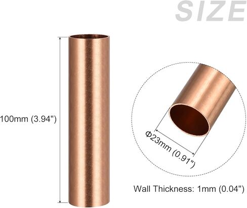 METALLIXITY Copper Tube (23mm OD x 1mm Wall T x 100mm L) 3Pcs, Straight Tubing - for Home Furnishing, Machinery, DIY Handicraft in Kuwait