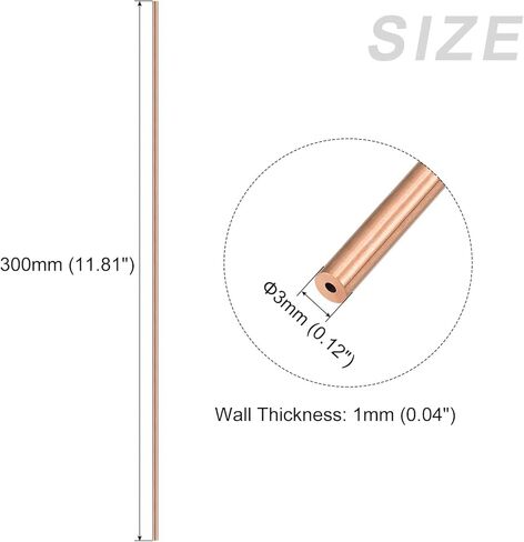 أنبوب نحاسي METALLIXITY (3 مم OD × 1 مم جدار T × 300 مم طول)، أنابيب مستقيمة - للتأثيث المنزلي، والآلات، والحرف اليدوية اليدوية in Kuwait