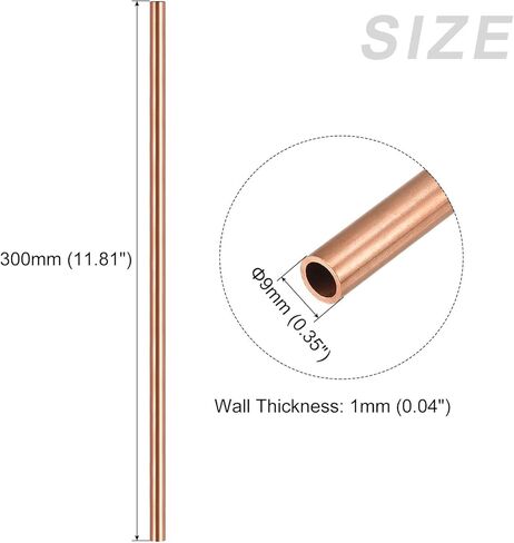 METALLIXITY Copper Tube (9mm OD x 1mm Wall T x 300mm L) 3Pcs, Straight Tubing - for Home Furnishing, Machinery, DIY Handicraft in Saudi Arabia