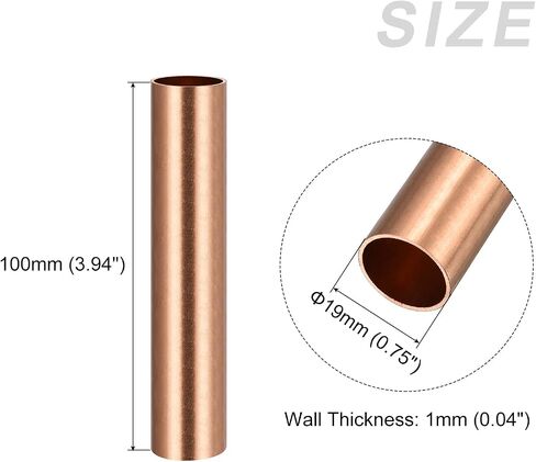 أنبوب نحاسي METALLIXITY (19 مم OD × 1 مم جدار T × 100 مم طول) 3 قطع، أنابيب مستقيمة - للتأثيث المنزلي، والآلات، والحرف اليدوية اليدوية in Saudi Arabia