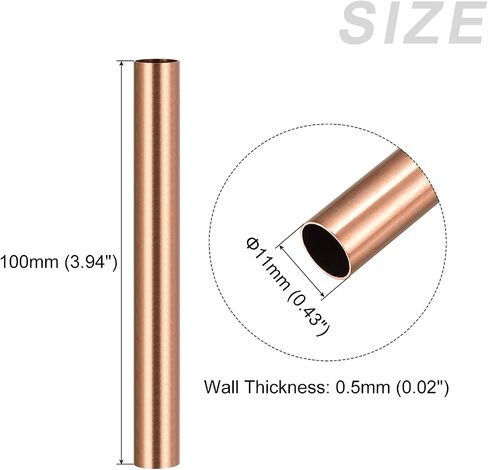 أنبوب نحاسي METALLIXITY (11 مم OD × 0.5 مم جدار T × 100 مم طول)، أنابيب مستقيمة - للتأثيث المنزلي، والآلات، والحرف اليدوية اليدوية in Saudi Arabia
