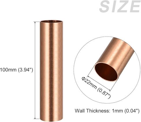 أنبوب نحاسي METALLIXITY (22 مم OD × 1 مم جدار T × 100 مم طول) 3 قطع، أنابيب مستقيمة - للتأثيث المنزلي، والآلات، والحرف اليدوية اليدوية in Saudi Arabia
