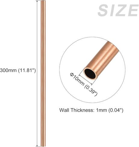 أنبوب نحاسي METALLIXITY (10 مم OD × 1 مم جدار T × 300 مم طول)، أنابيب مستقيمة - للتأثيث المنزلي، والآلات، والحرف اليدوية اليدوية in Kuwait