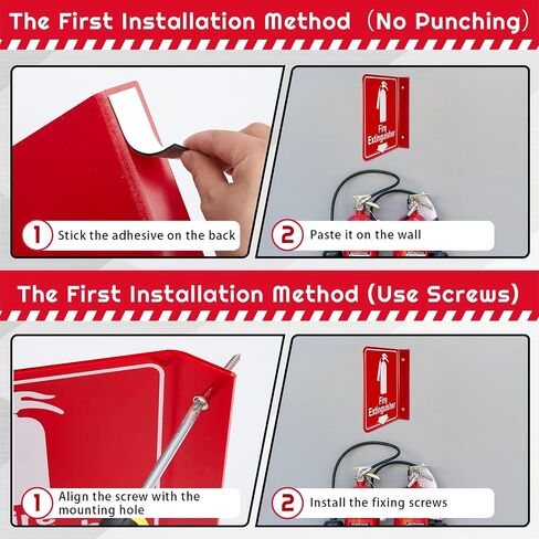Barydat 4 Pcs Fire Extinguisher Signs with Pre Drilled Mounting Holes Fire Extinguisher with Down Arrow Industrial Warning Signs with Screws and Adhesive Tapes for Home Office Business Supplies in Saudi Arabia