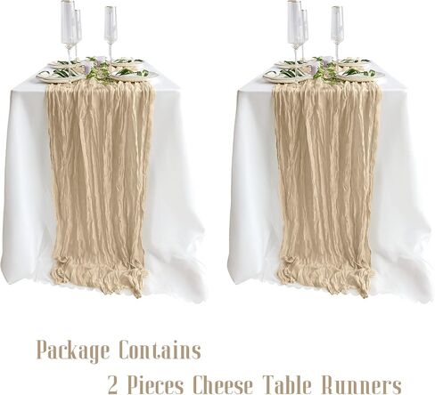 2 Pack Blush Cheesecloth Table Runners, 10Ft Baby Pink Gauze Table Runner Romantic Wedding Cheese Cloths Decor for Bridal Baby Shower Engagement Party Mother's Day Decorations in Kuwait