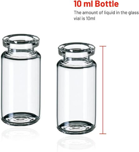 قوارير طبية مع اغطية من اي لابس اند جلاس يو اس ايه، قوارير زجاجية متينة للتخزين، زجاجات زجاجية صغيرة شفافة، 49 قارورة مختبر محكمة الهواء، زجاجات مختبر متعددة الاغراض - 10 مل in Kuwait