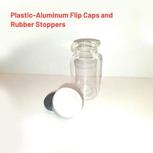 قوارير طبية مع اغطية من اي لابس اند جلاس يو اس ايه، قوارير زجاجية متينة للتخزين، زجاجات زجاجية صغيرة شفافة، 49 قارورة مختبر محكمة الهواء، زجاجات مختبر متعددة الاغراض - 10 مل in Kuwait