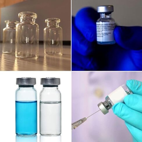 قوارير طبية مع اغطية من اي لابس اند جلاس يو اس ايه، قوارير زجاجية متينة للتخزين، زجاجات زجاجية صغيرة شفافة، 49 قارورة مختبر محكمة الهواء، زجاجات مختبر متعددة الاغراض - 10 مل in Kuwait