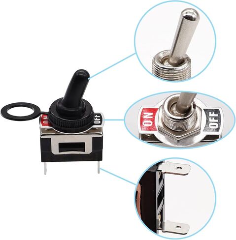 TWTADE 3 قطع مؤقتة شديدة التحمل مفتاح تبديل 2 دبوس 2 موضع (تشغيل)/إيقاف 16(10) مفتاح قارب معدني بطرف مجرف 250VAC مع غطاء حذاء مقاوم للماء + أسلاك طرفية 6.3 مم KL-B112 in Kuwait