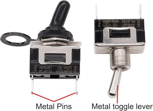 TWTADE 3 قطع مؤقتة شديدة التحمل مفتاح تبديل 2 دبوس 2 موضع (تشغيل)/إيقاف 16(10) مفتاح قارب معدني بطرف مجرف 250VAC مع غطاء حذاء مقاوم للماء + أسلاك طرفية 6.3 مم KL-B112 in Kuwait