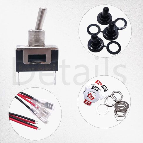 TWTADE 3 قطع مؤقتة شديدة التحمل مفتاح تبديل 2 دبوس 2 موضع (تشغيل)/إيقاف 16(10) مفتاح قارب معدني بطرف مجرف 250VAC مع غطاء حذاء مقاوم للماء + أسلاك طرفية 6.3 مم KL-B112 in Kuwait