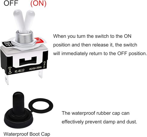 TWTADE 3 قطع مؤقتة شديدة التحمل مفتاح تبديل 2 دبوس 2 موضع (تشغيل)/إيقاف 16(10) مفتاح قارب معدني بطرف مجرف 250VAC مع غطاء حذاء مقاوم للماء + أسلاك طرفية 6.3 مم KL-B112 in Kuwait