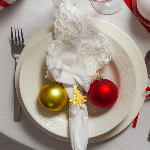 مجموعة حلقات مناديل عيد الميلاد من FEPITO 12 قطعة، حلقات منديل أشجار عيد الميلاد، حلقات منديل الأيائل، حاملات مناديل ندفة الثلج لتزيين طاولة العشاء في عطلة الشتاء، لوازم حفلات عيد الميلاد in Kuwait