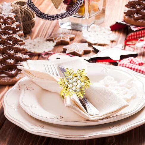 مجموعة حلقات مناديل عيد الميلاد من FEPITO 12 قطعة، حلقات منديل أشجار عيد الميلاد، حلقات منديل الأيائل، حاملات مناديل ندفة الثلج لتزيين طاولة العشاء في عطلة الشتاء، لوازم حفلات عيد الميلاد in Kuwait