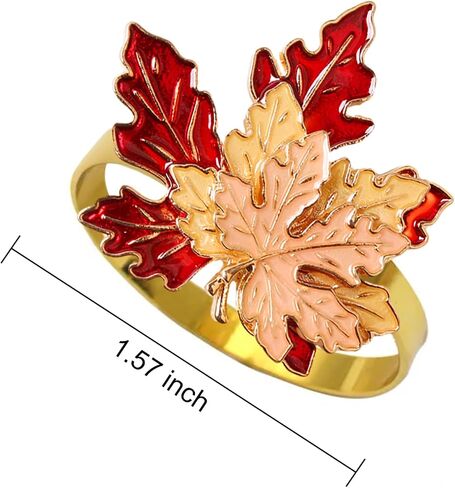 Emivery 6 Pieces Fall Napkin Rings, Thanksgiving Maple Leaf Napkin Rings Fall Metal Napkin Ring Buckles Autumn Table Decor for Thanksgiving Halloween Home Wedding Party Dinner in Saudi Arabia