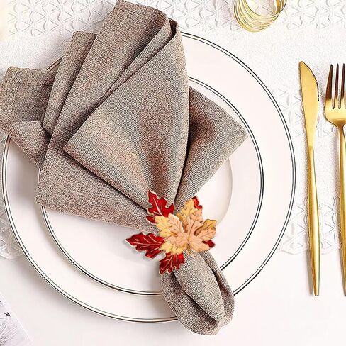 Emivery 6 Pieces Fall Napkin Rings, Thanksgiving Maple Leaf Napkin Rings Fall Metal Napkin Ring Buckles Autumn Table Decor for Thanksgiving Halloween Home Wedding Party Dinner in Saudi Arabia