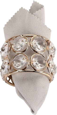 OwnMy مجموعة من 6 حلقات منديل من الخرز الكريستالي، حلقات منديل تزيينية لامعة للمناديل القماشية، حامل حلقات منديل لحفلات الزفاف، قطع مركزية لطاولة الطعام، ديكور رومانسي، لون فضي in Kuwait