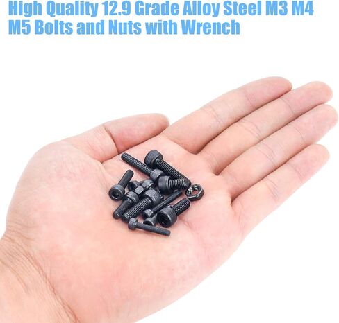 DYWISHKEY 500 Pieces M3 M4 M5, 12.9 Grade Alloy Steel Hex Socket Head Cap Bolts Nuts Assortment Kit with Hex Wrenches in Saudi Arabia