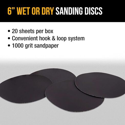 Dura-Gold Premium 6" Wet or Dry Sanding Discs - 3000 Grit, Box of 20 - High-Performance Sandpaper Discs with Hook & Loop Backing, Fast Cutting Silicon Carbide, Color Sanding Sander, Car Auto Polishing in Saudi Arabia