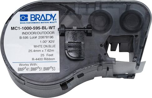 Brady MC1-1000-595-BL-WT، 131594 ملصق داخلي/خارجي، 3 خراطيش بطول 25 قدم in Saudi Arabia
