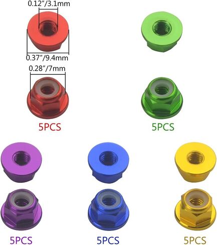 WMYCONGCONG 25 PCS M4 Aluminum Nylon Lock Nuts M4 Flange Nylon Insert Self-Locking Nut for RC Drone FPV Parts in Saudi Arabia