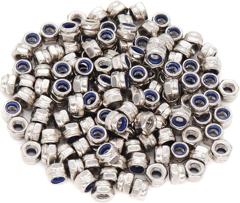 BinifiMux 200pcs M3-0.5mm 304 الفولاذ المقاوم للصدأ النايلون إدراج الذاتي قفل المكسرات الفضة in Kuwait
