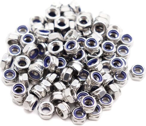 BinifiMux 200pcs M3-0.5mm 304 الفولاذ المقاوم للصدأ النايلون إدراج الذاتي قفل المكسرات الفضة in Kuwait