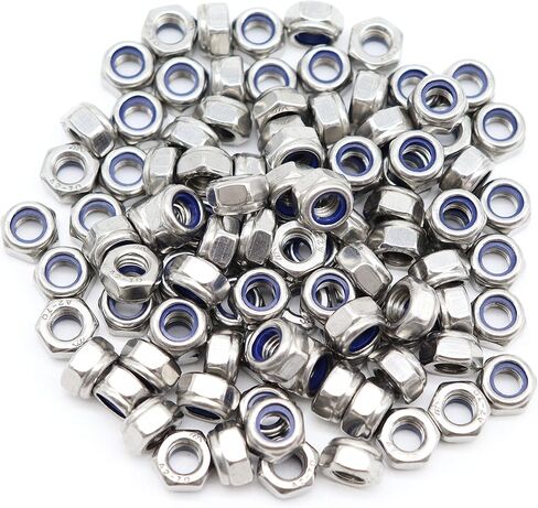 BinifiMux 200pcs M3-0.5mm 304 الفولاذ المقاوم للصدأ النايلون إدراج الذاتي قفل المكسرات الفضة in Kuwait