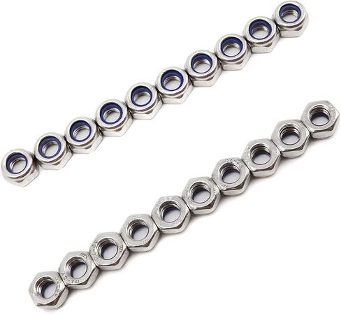BinifiMux 200pcs M3-0.5mm 304 الفولاذ المقاوم للصدأ النايلون إدراج الذاتي قفل المكسرات الفضة in Kuwait