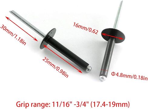 HJ Garden 60 قطعة 1/8x1/4 بوصة (3.2x6.4 مم) شفة كبيرة من الألومنيوم برشام أعمى ذاتي التوصيل مفتوح الطرف تزيين مسامير المسامير البوب in Kuwait