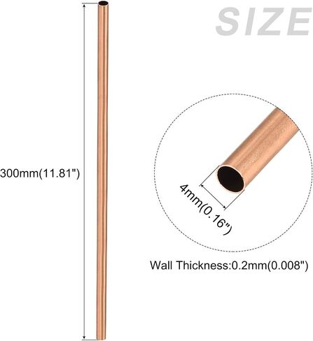 أنبوب نحاسي METALLIXITY (4 مم OD × 0.2 مم طول الجدار × 300 مم طول) قطعتان، أنابيب مستقيمة - للتأثيث المنزلي، والآلات، والحرف اليدوية اليدوية in Saudi Arabia