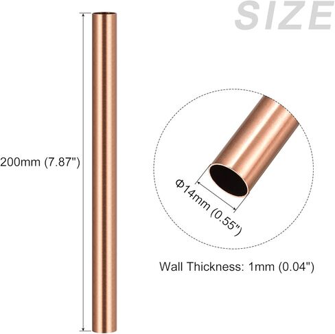 أنبوب نحاسي METALLIXITY (14 مم OD × 1 مم جدار T × 200 مم طول) 3 قطع، أنابيب مستقيمة - للتأثيث المنزلي، والآلات، والحرف اليدوية اليدوية in Kuwait