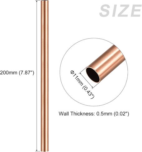 METALLIXITY Copper Tube (11mm OD x 0.5mm Wall T x 200mm L) 3Pcs, Straight Tubing - for Home Furnishing, Machinery, DIY Handicraft in Saudi Arabia