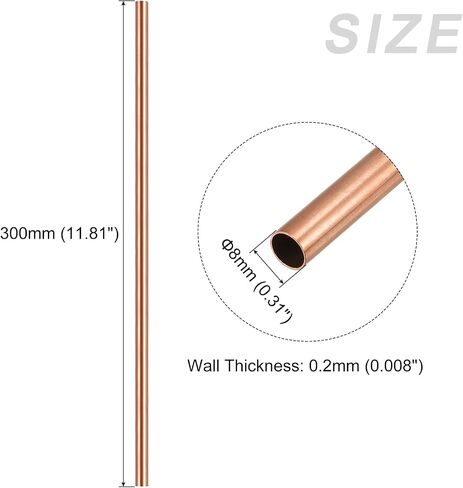 METALLIXITY Copper Tube (8mm OD x 0.2mm Wall T x 300mm L) 3Pcs, Straight Tubing - for Home Furnishing, Machinery, DIY Handicraft in Saudi Arabia