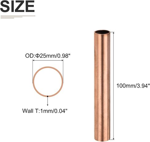 أنبوب نحاسي DTGN 13 مم × 1 مم × 100 مم (ODxWall TxL) - عبوتان - جيد لإطار ديكور DIY لمعدات الآلات - أنابيب معدنية مستديرة in Kuwait