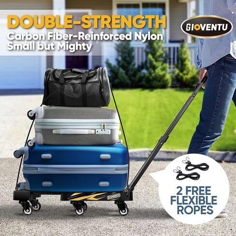 عربة دوللي لشاحنة يدوية قابلة للطي (440 رطل)، عربة أمتعة شديدة التحمل مع 6 عجلات من المطاط اللدن حراريًا وتصميم سهل الإعداد، شاحنة منصة محمولة قابلة للطي للتنقل والسفر والاستخدام المكتبي in Kuwait