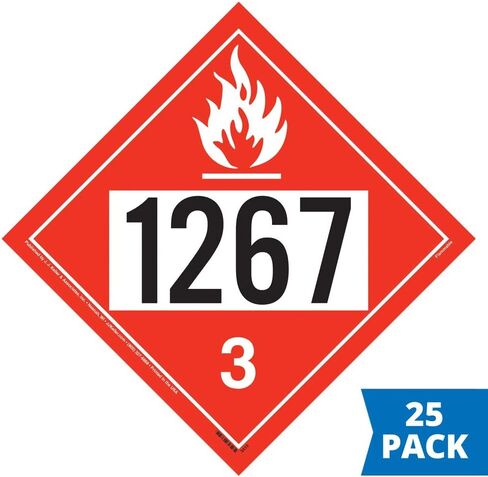 1267 Placard, Class 3 Flammable Liquid 25-pk. - 10.75" x 10.75" Laminated Plastic - J. J. Keller & Associates - Complies with DOT Hazmat Placard Requirements in Kuwait