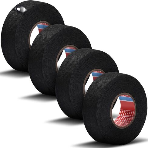 1 Inch x 49.2 ft Wire Harness Cloth Tape Wiring Harness Automotive Cloth Tape Noise Damping Heat Proof Adhesive Fabric Tape for Automotive Electrical Wrap Protection Insulation Cable Fixed (4 Rolls) in Kuwait