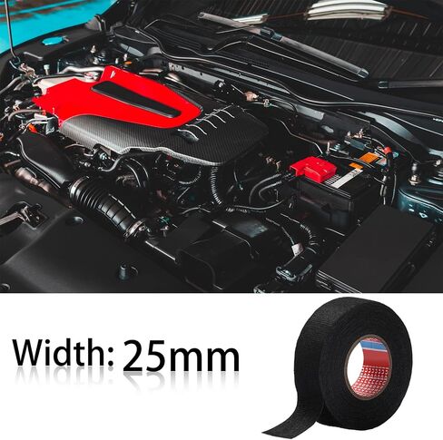 1 Inch x 49.2 ft Wire Harness Cloth Tape Wiring Harness Automotive Cloth Tape Noise Damping Heat Proof Adhesive Fabric Tape for Automotive Electrical Wrap Protection Insulation Cable Fixed (4 Rolls) in Kuwait