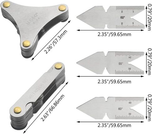 مجموعة أدوات قياس درجة الخيط من الفولاذ المقاوم للصدأ WMYCONGCONG تتضمن 3 قطع قياس مركزي 1 أمريكا SAE النوع 1 متري ونوع SAE الأمريكي والنوع البريطاني للقياس الصناعي in Kuwait