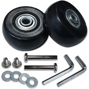 Rhinenet Replacement Luggage Suitcase Wheels OD 50mm Repair Kit Parts Axles Rubber Metal 360 Swivel Caster Wheels Bearings Tools Wear-Resistant Mute Flexible Set of (2) Wheels 50mm x 15mm x 6mm