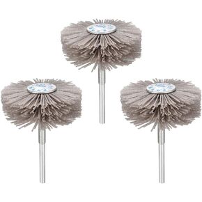 uxcell Abrasive Nylon Wheels Brush 80 Grits with 1/4 Inch Shank for Polish Grinder 3pcs