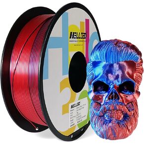 خيوط طابعة ثلاثية الأبعاد من HELLO3D حريرية مزدوجة اللون أسود وأحمر، تزن 1 كجم، OEM.