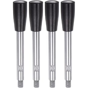 4pcs Clamping Handles M6 Thread 115mm (4.5") Length Chrome Plated Revolving Crank Handle Grip Handwheel Screw Stem for Lathe Machine