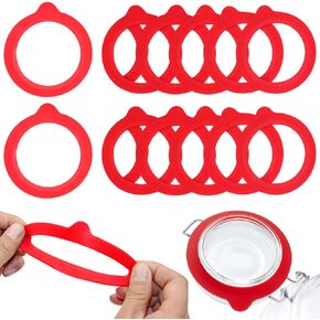 JUN 12 Pcs Replacement Silicone Jar Gaskets Food Grade Rubber Seals Airtight Silicone Gasket Sealing Rings 3.75 Inches (Red)